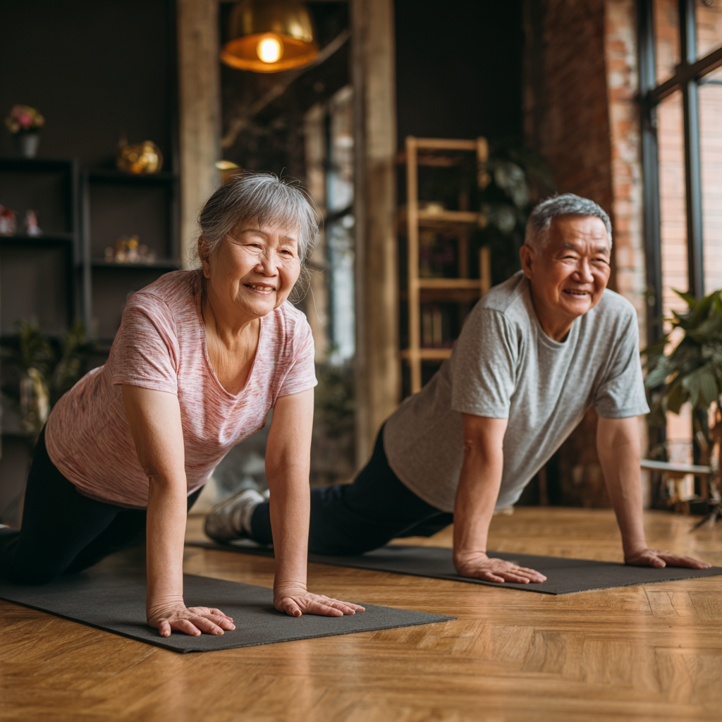 Спокойная европейская женщина средних лет практикует вечернюю дыхательную медитацию в уютной обстановке